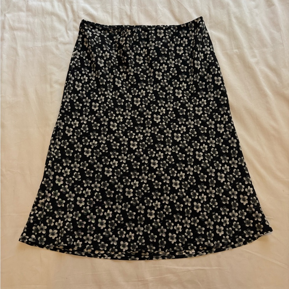 Vintage Black Floral A-Line Women's Skirt